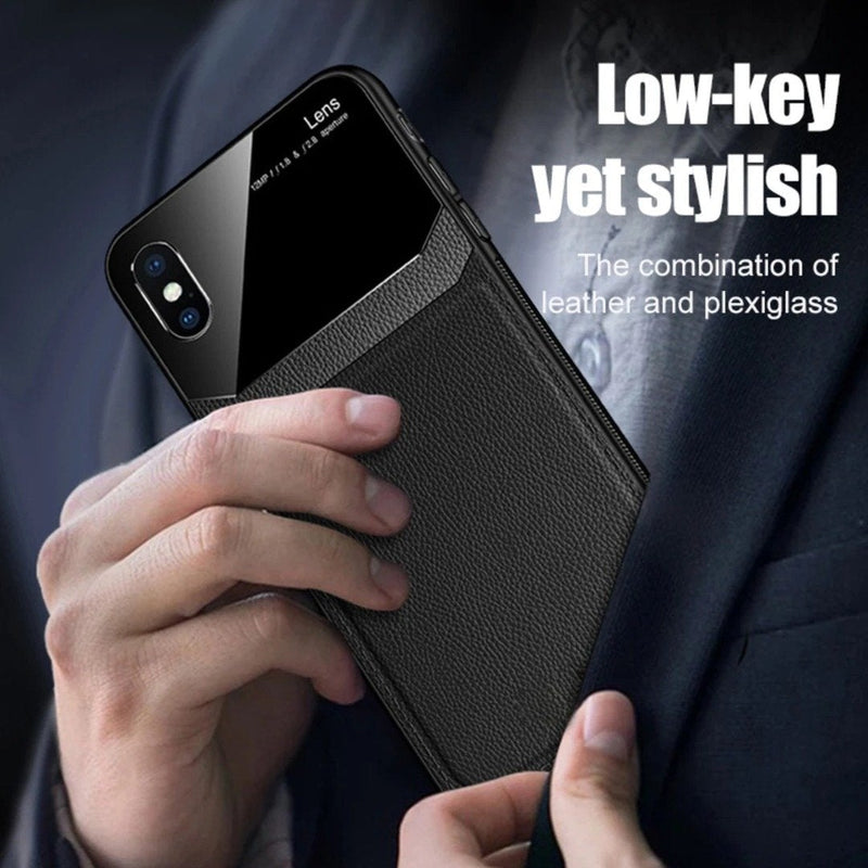 iPhone XS Sleek Slim Leather Glass Case casemarts