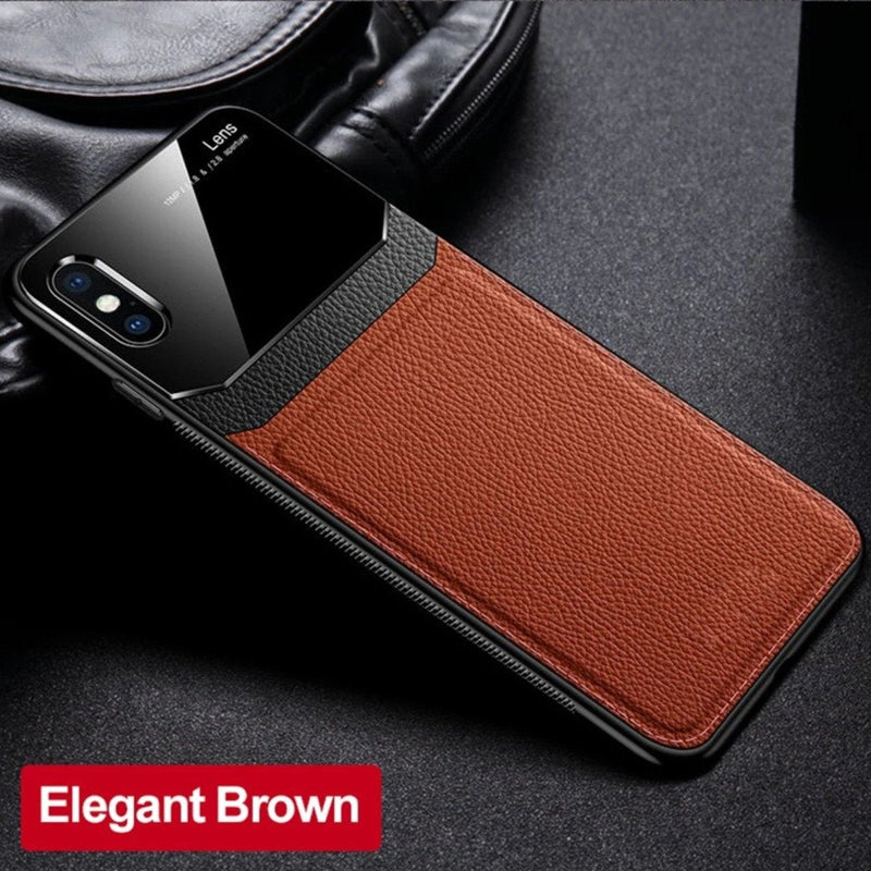 iPhone X Sleek Slim Leather Glass Case casemarts