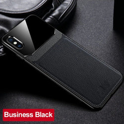 iPhone XS Sleek Slim Leather Glass Case casemarts