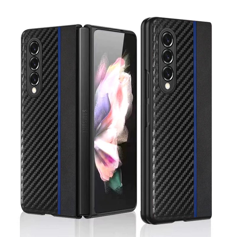 Galaxy Z Fold4 Frosted Carbon Fiber PU Leather Protective Case casemarts