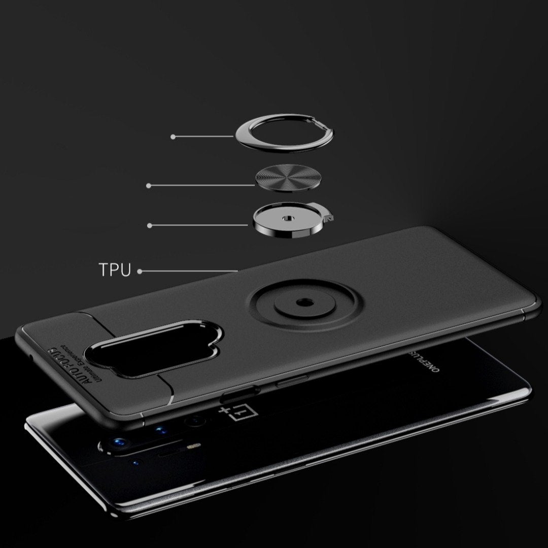 OnePlus 8 Pro (3 in 1 Combo) Metallic Ring Case + Tempered Glass + Earphones casemarts