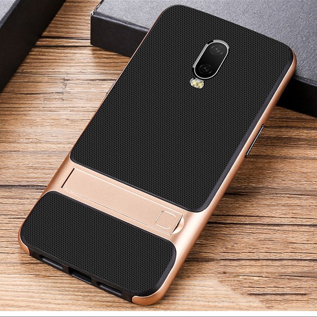 OnePlus 6T Silicone Bracket Dual Hybrid Kickstand Case casemarts