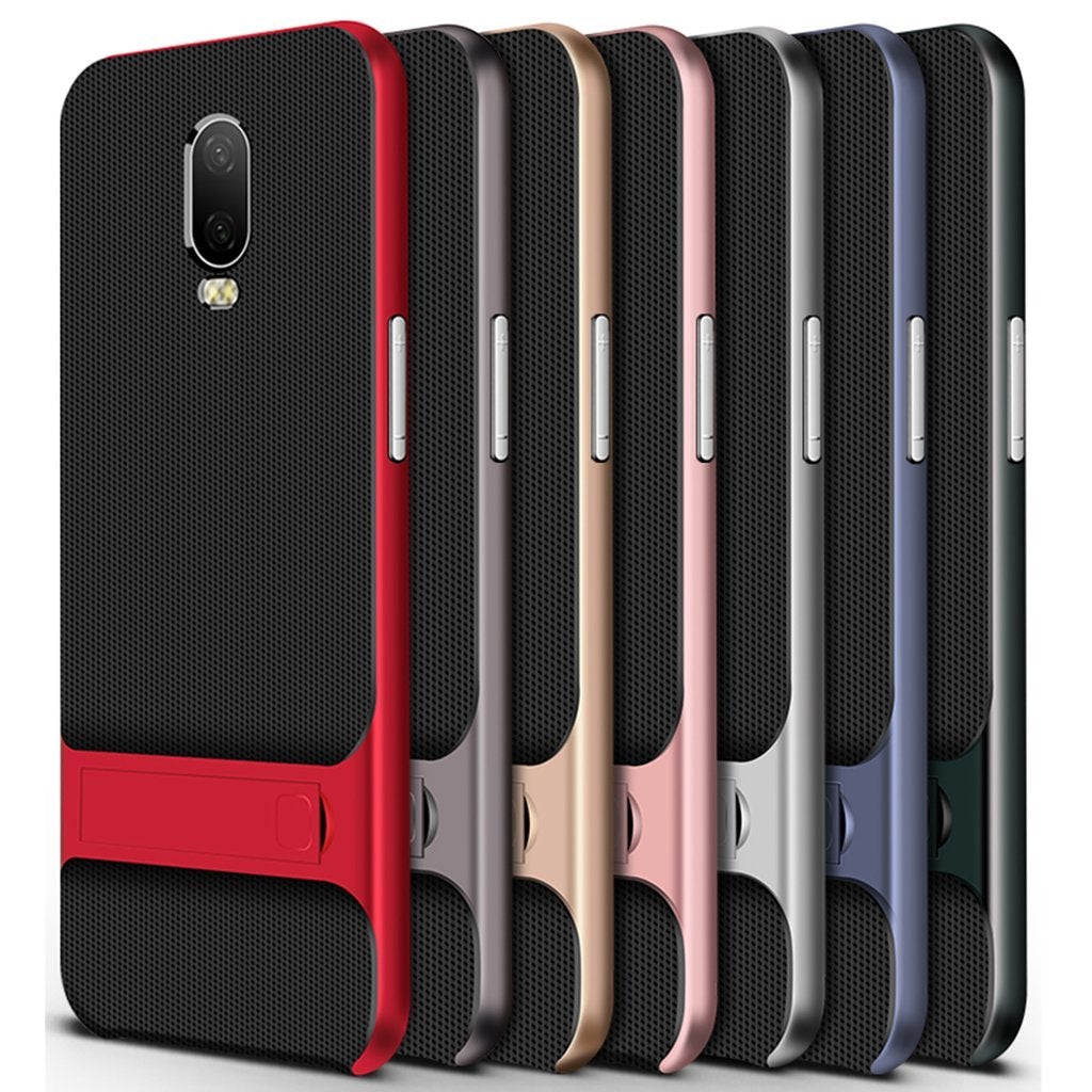 OnePlus 6T Silicone Bracket Dual Hybrid Kickstand Case casemarts