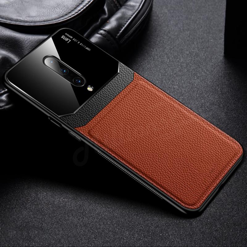 OnePlus 7T Pro Sleek Slim Leather Glass Case casemarts