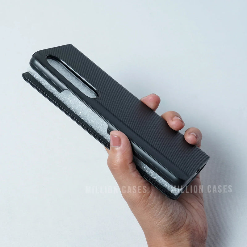 Galaxy Z Fold4 Carbon Fiber Leather Case casemarts