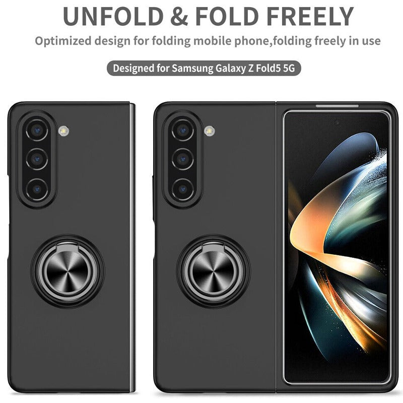 Galaxy Z Fold5 Metallic Finger Ring Holder Matte Case casemarts