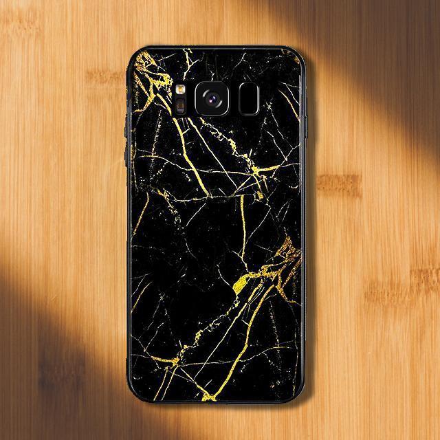 Galaxy S Series Gold Dust Texture Marble Glass Case casemarts