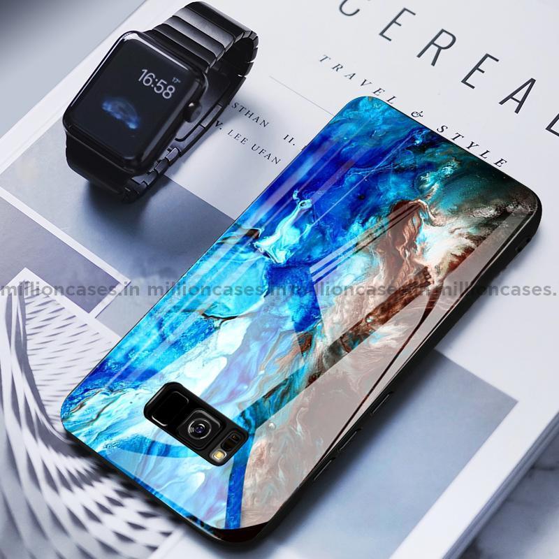 Galaxy S8 Soothing Sea Pattern Marble Glass Back Case casemarts