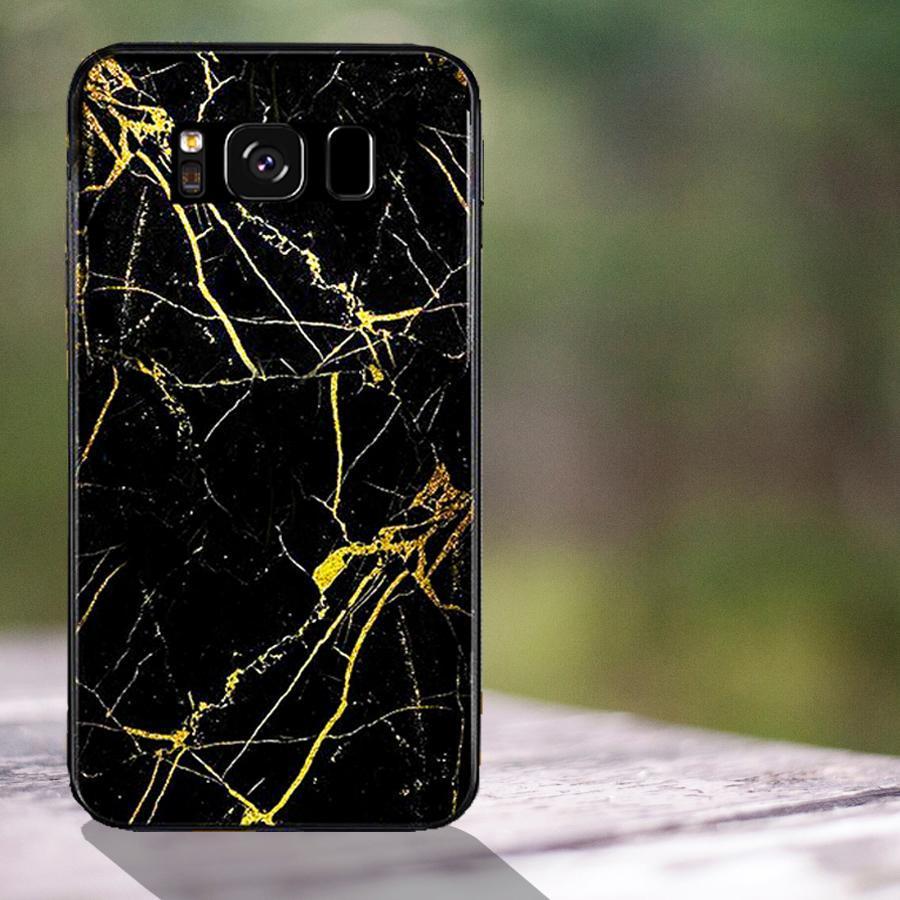 Galaxy S Series Gold Dust Texture Marble Glass Case casemarts