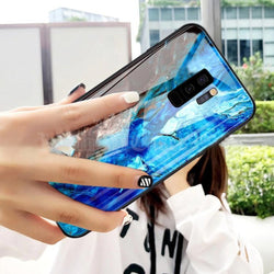 Galaxy S9 Plus Soothing Sea Pattern Marble Glass Back Case casemarts