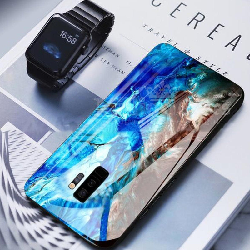 Galaxy S9 Plus Soothing Sea Pattern Marble Glass Back Case casemarts