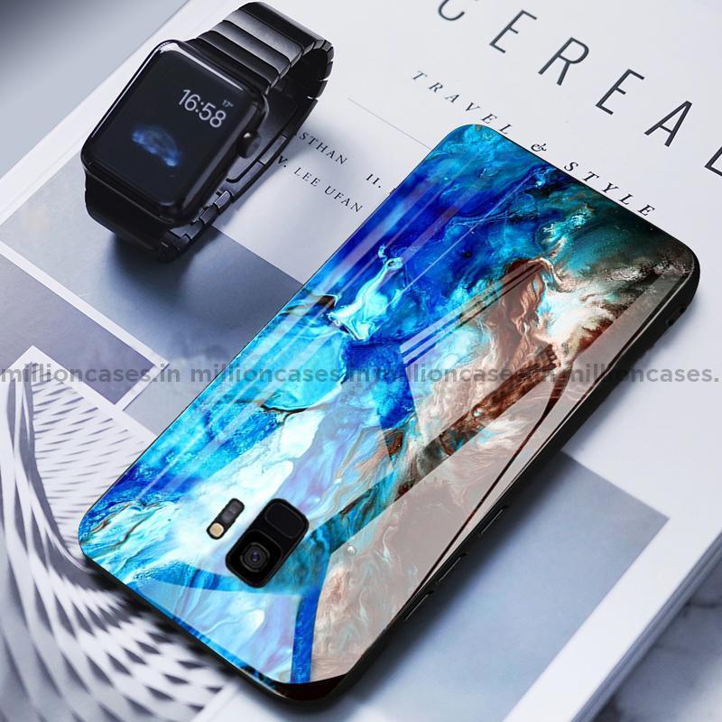 Galaxy S9 Soothing Sea Pattern Marble Glass Back Case casemarts