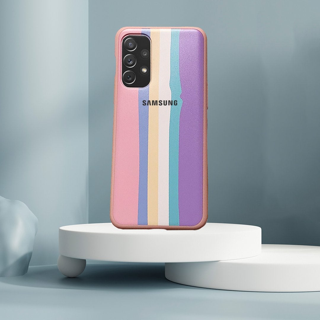 Galaxy A72 Rainbow Liquid Silicone Logo Case casemarts