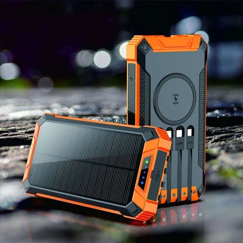 Solar Power Bank, 26800mAh, Wireless Portable Charger, USB C Input/Output, Fast Charge 3.0A, 4 Output Ports, External Battery Pack with Dual Flashlight for Camping Shopsloom