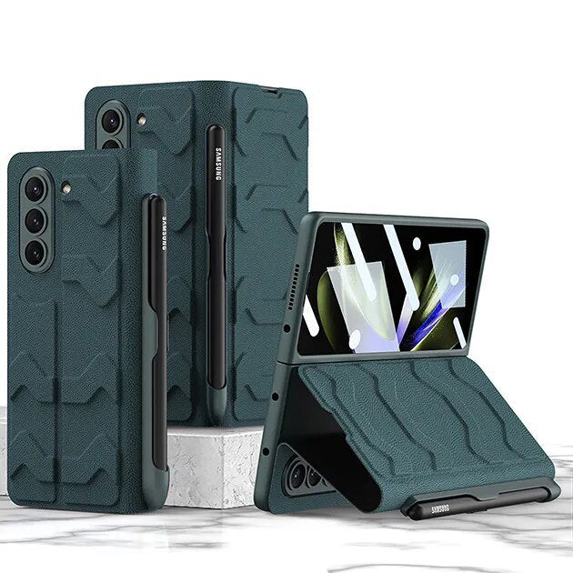 Galaxy Z Fold5 Shell Film Integrated Warrior Leather Case casemarts