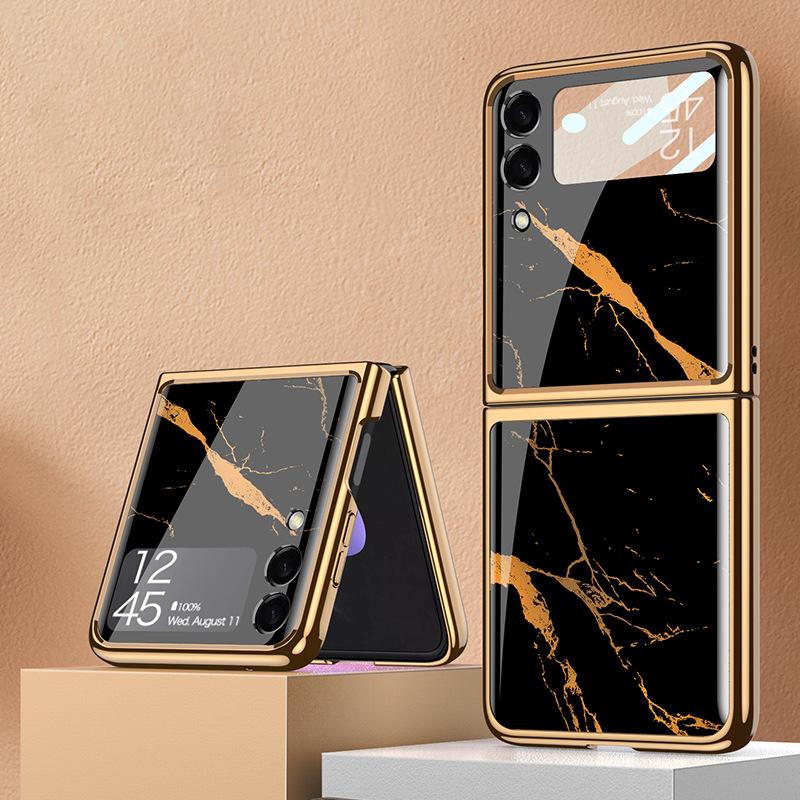 Galaxy Z Flip4 Marble Glass Case casemarts